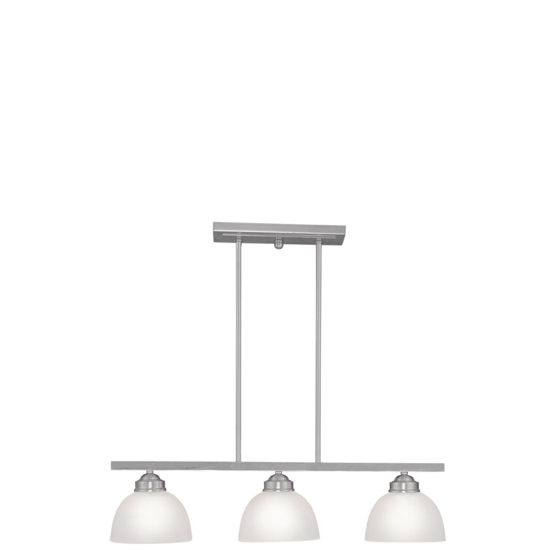 Luminaire suspendu linéaire pour îlot de cuisine à 3 lumières Annete, Nickel brossé