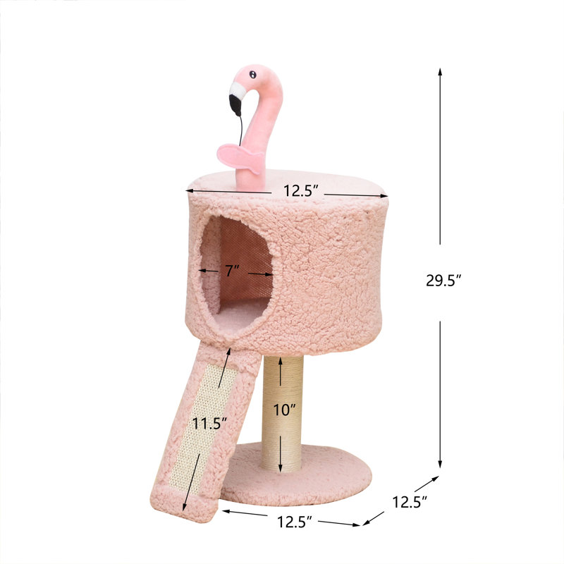 Catry 29.5" Flamingo Cat Tree with Scratching Pad