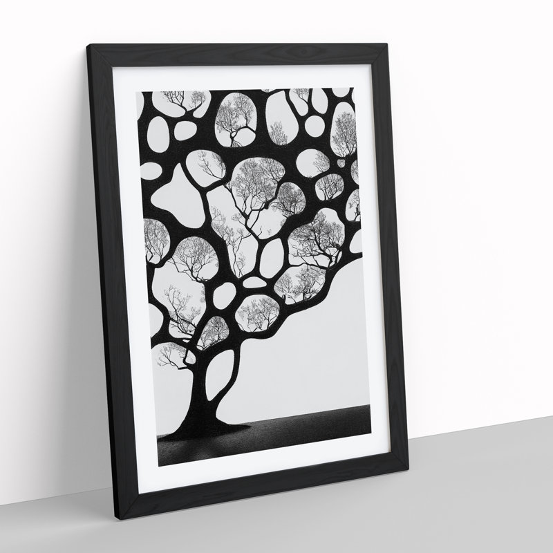 A Monochrome Tree No.5 - Framed Print, Black Framed, 46cm H x 34cm W x 2cm D