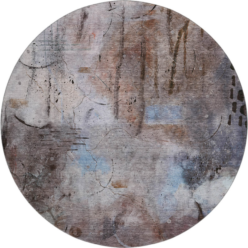 Premium Machine Washable Mayfield AMF2032 Abstract Rug, Taupe, 8' Round