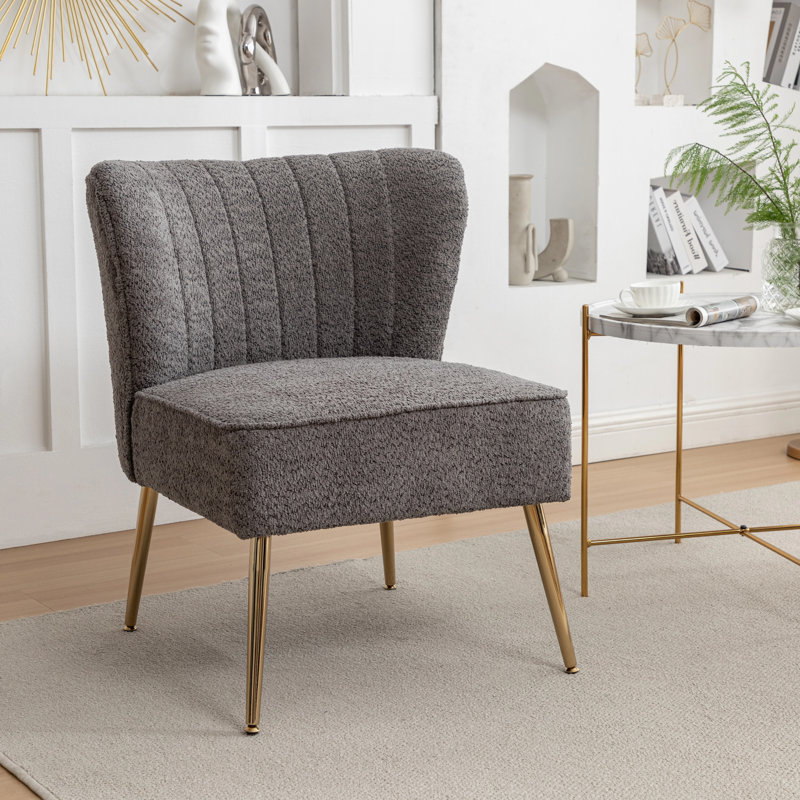 Chaise d'appoint rembourrée Kyshawna, Boucle gris