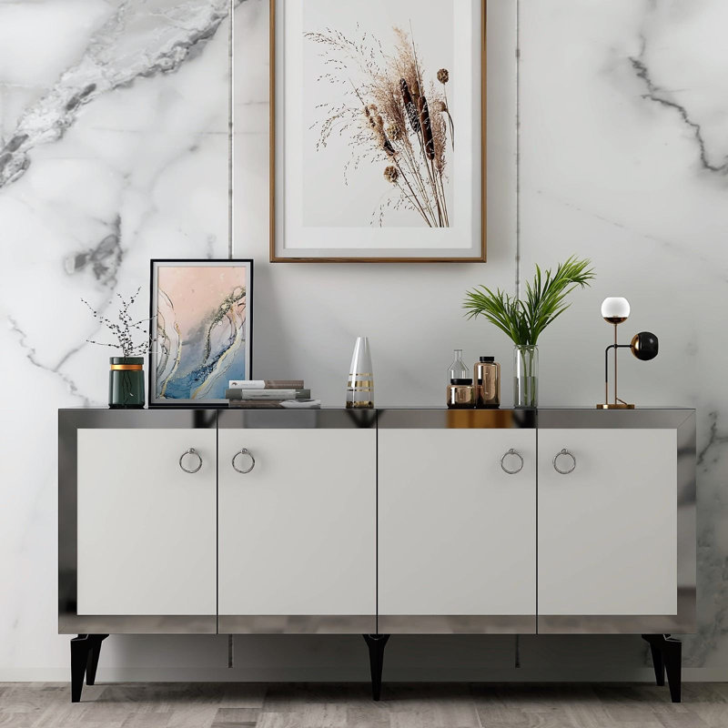 Olivia 150cm Console Table, Beige/Silver