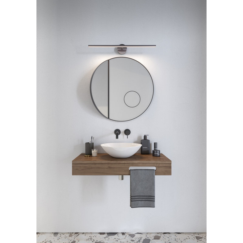 1-Light LED Brushed Steel Armed Sconce, Brushed Steel, Brushed Steel