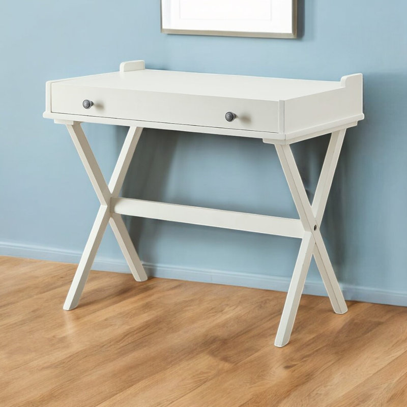 34" Antiqued White Wood Flip Top Desk