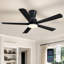 Ventilateur de plafond suspendu 44 "noir avec éclairage à intensité variable RVB + CCT, 6 vitesses, télécommande / application pour salon, chambre à coucher-392357449-392357450