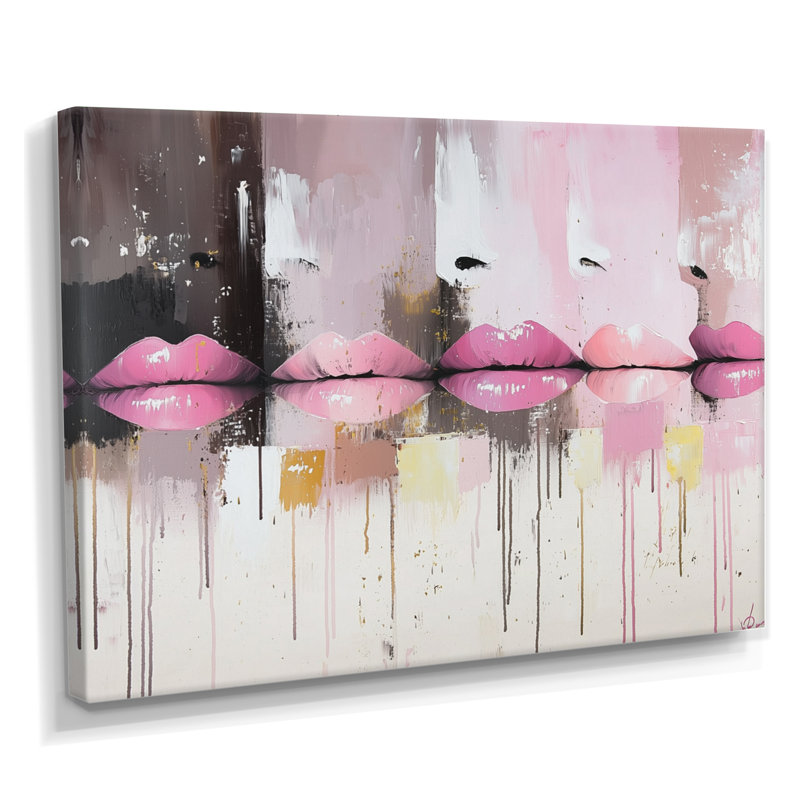 Décoration murale Pop Art Pink Lips - Fashion Lips, H 30 po x l 40 po, Toile tendue, Ne s’applique pas