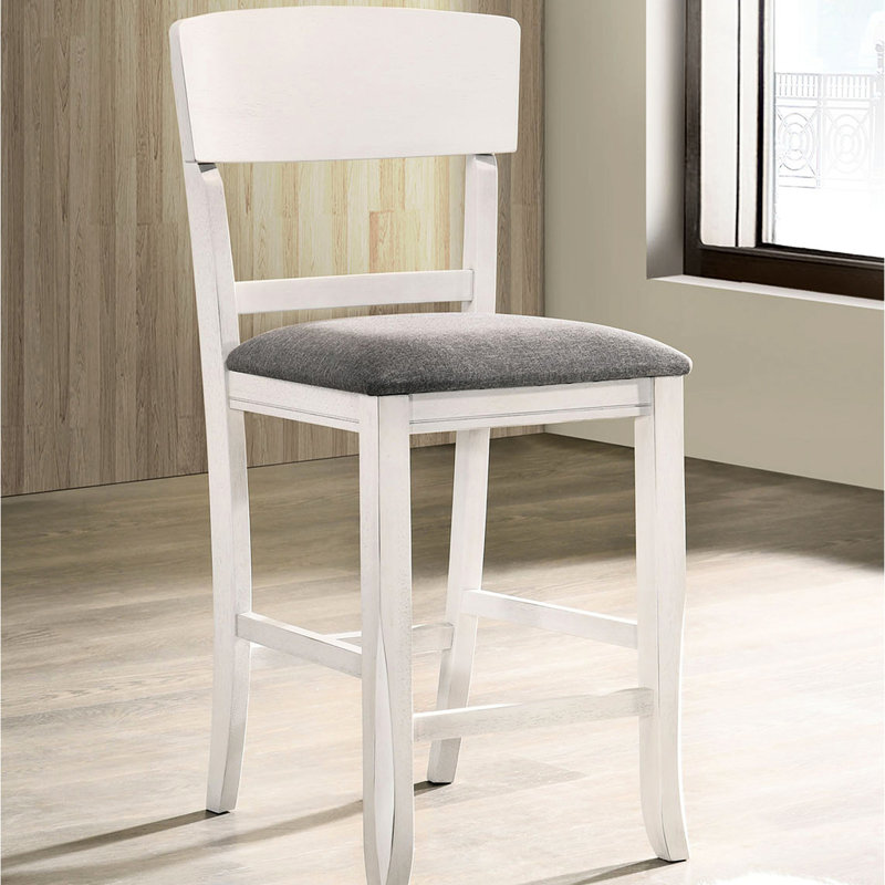 Chaises à hauteur de comptoir 2, rembourrées en tissu blanc gris, robustes pour les chaises rembourrées de salle à manger, et grises, occasions