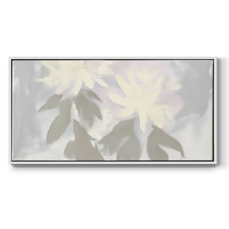 Botanical Series-CCSCXIV- Toile tendue avec châssis tendue, prête à être accrochée, H 17 po x l 33 po, Blanc