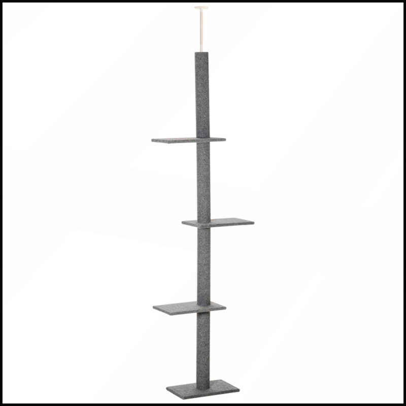 Grand centre d'activité pour arbre à chat réglable avec plateformes souples et tringle à tension de plafond pour grimper et jouer