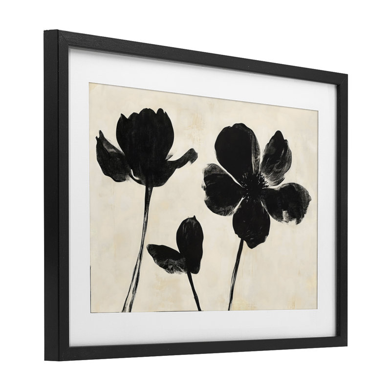 «Inky Black Florals», reproduction encadrée sous verre, design by Creative Studio, H 14 po x l 20 po, Cadre noir minuit