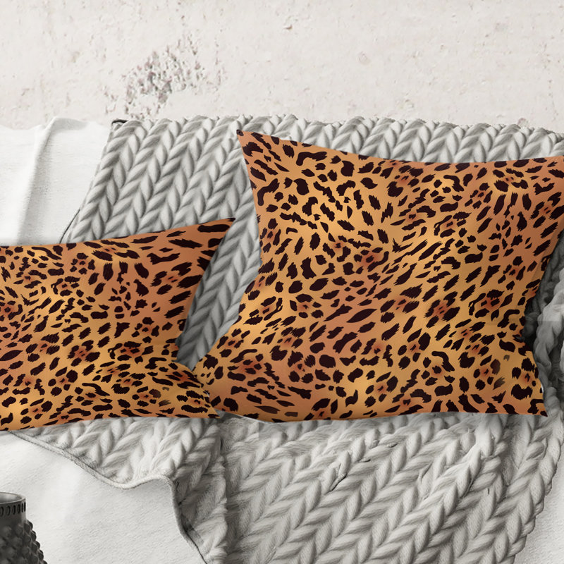 Coussin Leopard Fur Safari III - Mid-Century, 18 po x 18 po