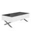 Table basse rectangulaire à miroir avec rangement, base en métal et plateau noir ultrabrillant pour les salons modernes