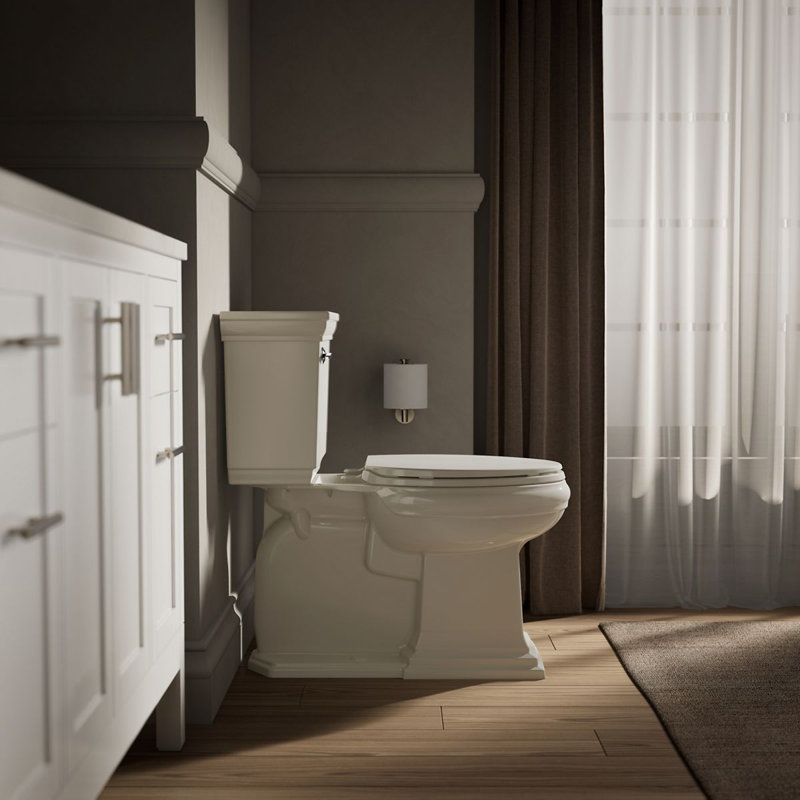 Kohler Brevia Quiet-Close Toilet Seat with Grip-Tight Bumpers and Quick-Attach Hardware, Biscuit, Elongated