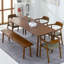Table de salle à manger rectangulaire en bois massif brun noisette-1964759446