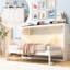 Lit mural simple blanc et brun avec éclairage à DEL, armoire pliable, bois massif, ouverture hydraulique lisse, idéal pour les espaces de travail à la maison dans les petites résidences, bois, système, dortoirs de bonne étude