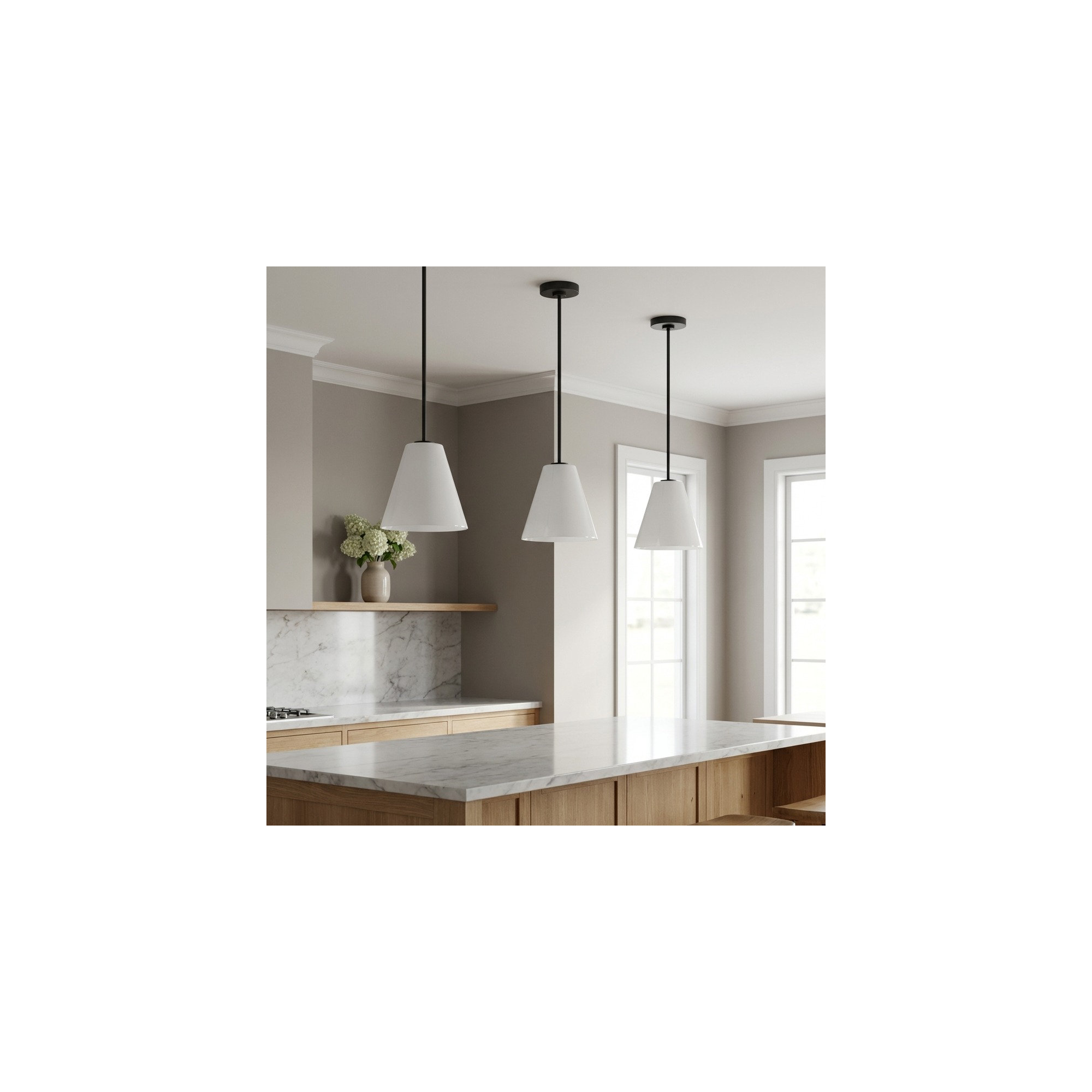 Hayden One Light Pendant, Midnight Black, White