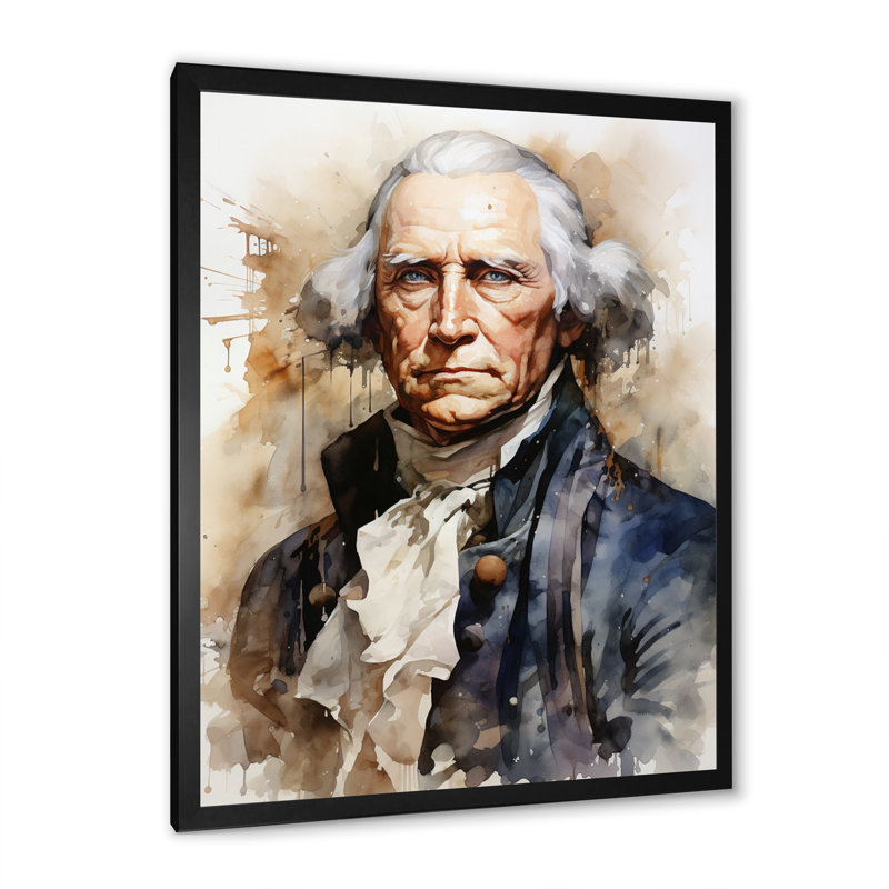 Portrait du président George Washington - président / impressions sur toile politique, Cadre photo noir simple