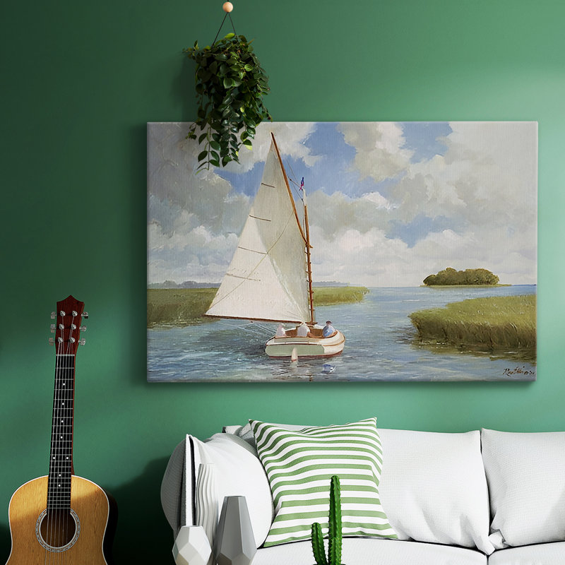 Impression nautique rétro - XIXe, H 9 po x l 13 po x P 1,5 po, Toile tendue