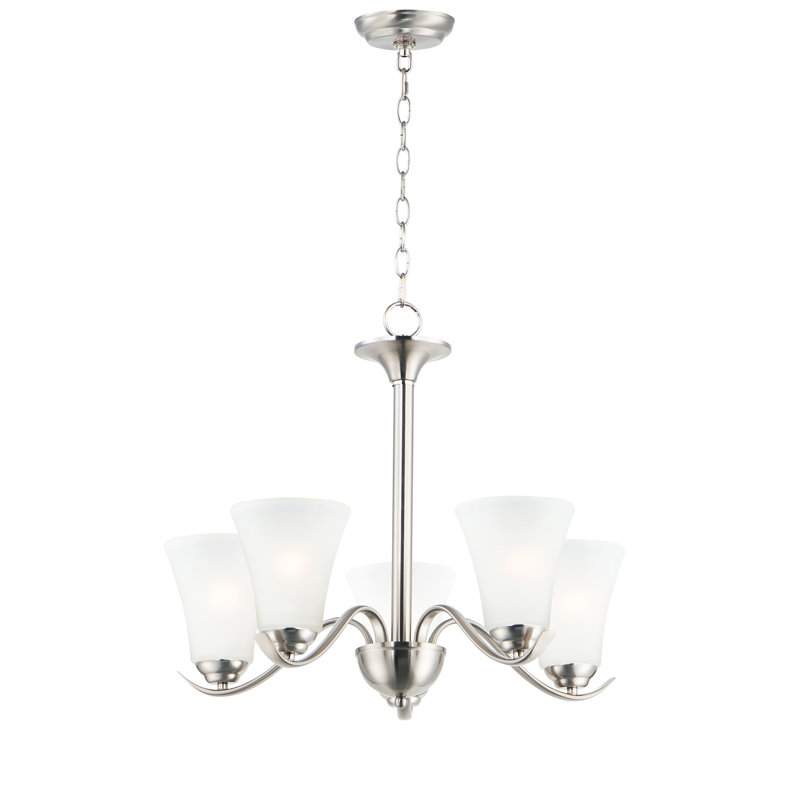 Lustre classique unique à 5 lumières Lavalley, Nickel satiné
