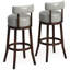 Tabourets de bar pivotants, en bois massif de chêne foncé et gris, chaises de salle à manger transitionnelles, siège rembourré et garniture cloutée envoûtante de 2 tabourets, style pour la salle à manger, ravissant