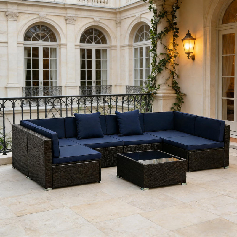 Ensemble de conversation extérieure, Bleu très foncé, Marron foncé