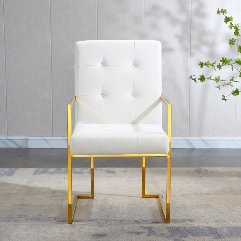 Ensemble de 1 chaise de salle à manger moderne en velours, conception capitonnée et base en acier inoxydable, 1