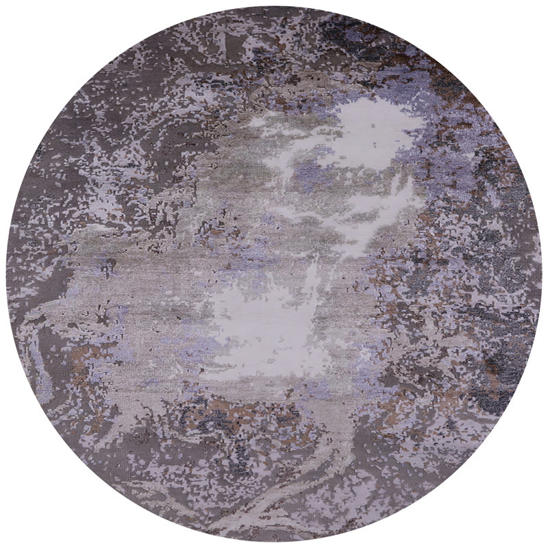 Tapis abstrait gris, Rond 7 pi