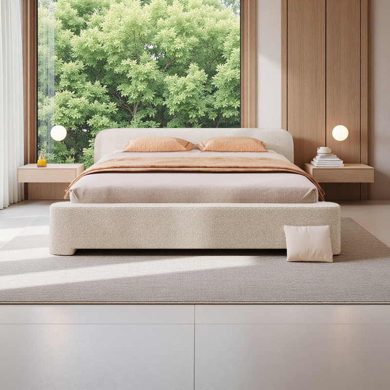 [Lit douillet rembourré blanc Bouce [- Un ajout de rêve à votre chambre à coucher, Grand lit