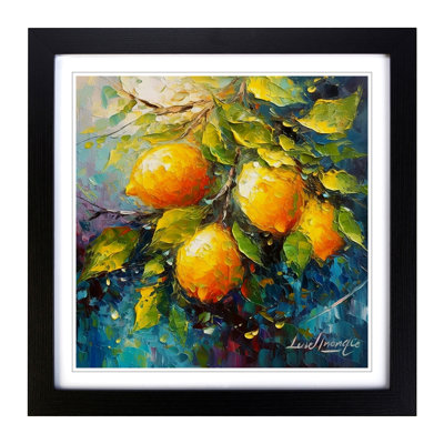 Lemon Fruit Neo-Impressionism - Framed Print