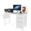 Bureau de 47,3 po avec prise de courant, 3 tiroirs, poche latérale, bureau d'étude facile à assembler, cadre stable et réversible pour bureau à domicile, bureau d'ordinateur de société, table de jeu, coiffeuse, blanc-1548312644