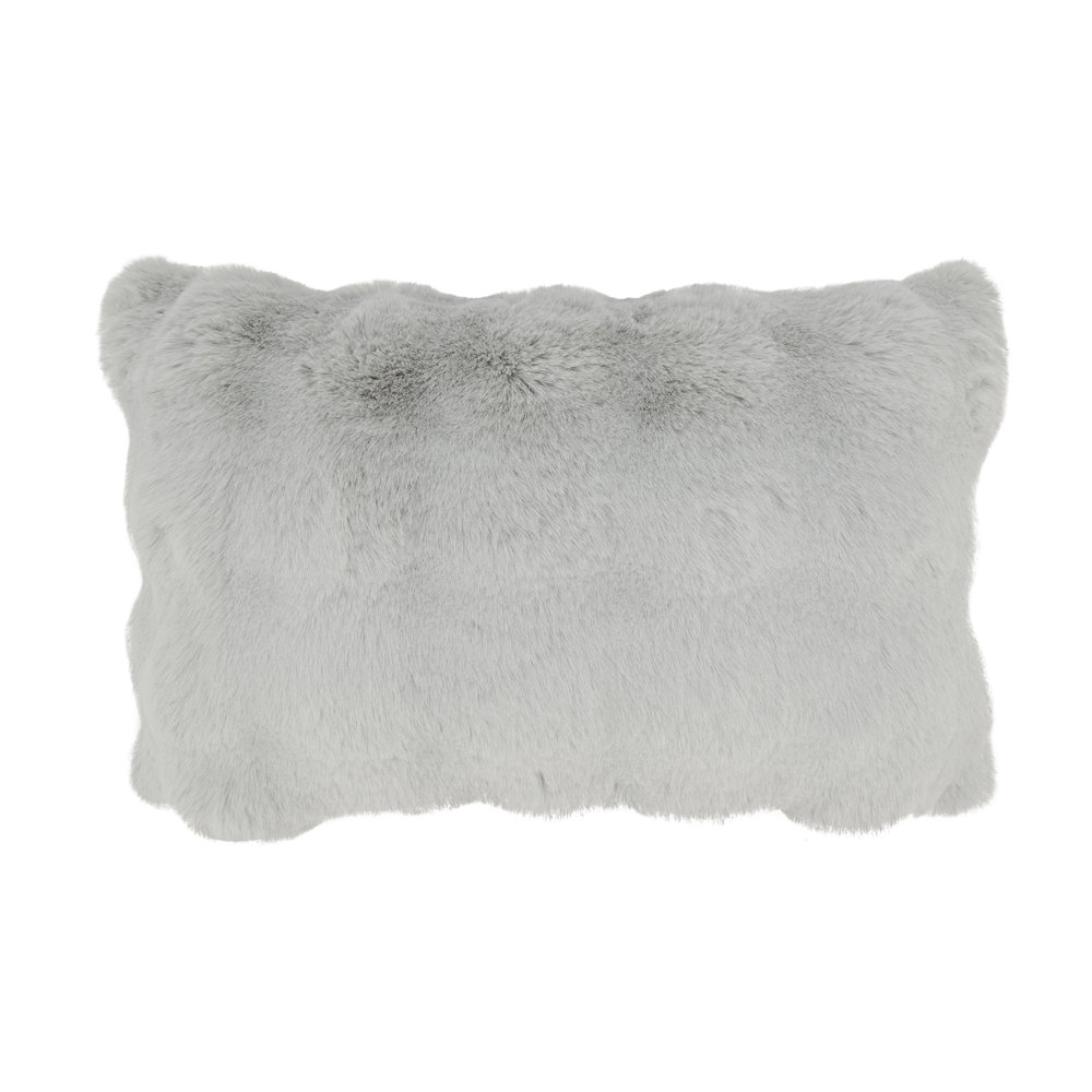 Cozy Bubble Faux Fur Pillow Cover, Polyester, Gray, Rectangle 12" H x 20" W