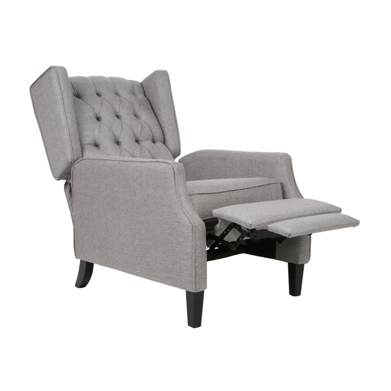 Fauteuil inclinable manuel Octa, capitonné à oreilles, gris foncé, Mélange de polyester gris