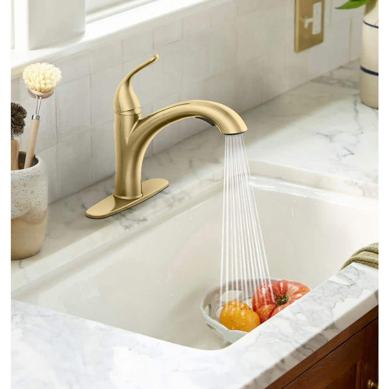 Vetta Pull Out Kitchen Faucet with Dual Function Sprayer, 120° Swivel Modern Chrome Design, Ceramic Cartridge & Easy Installation for Sink, RV, Bar