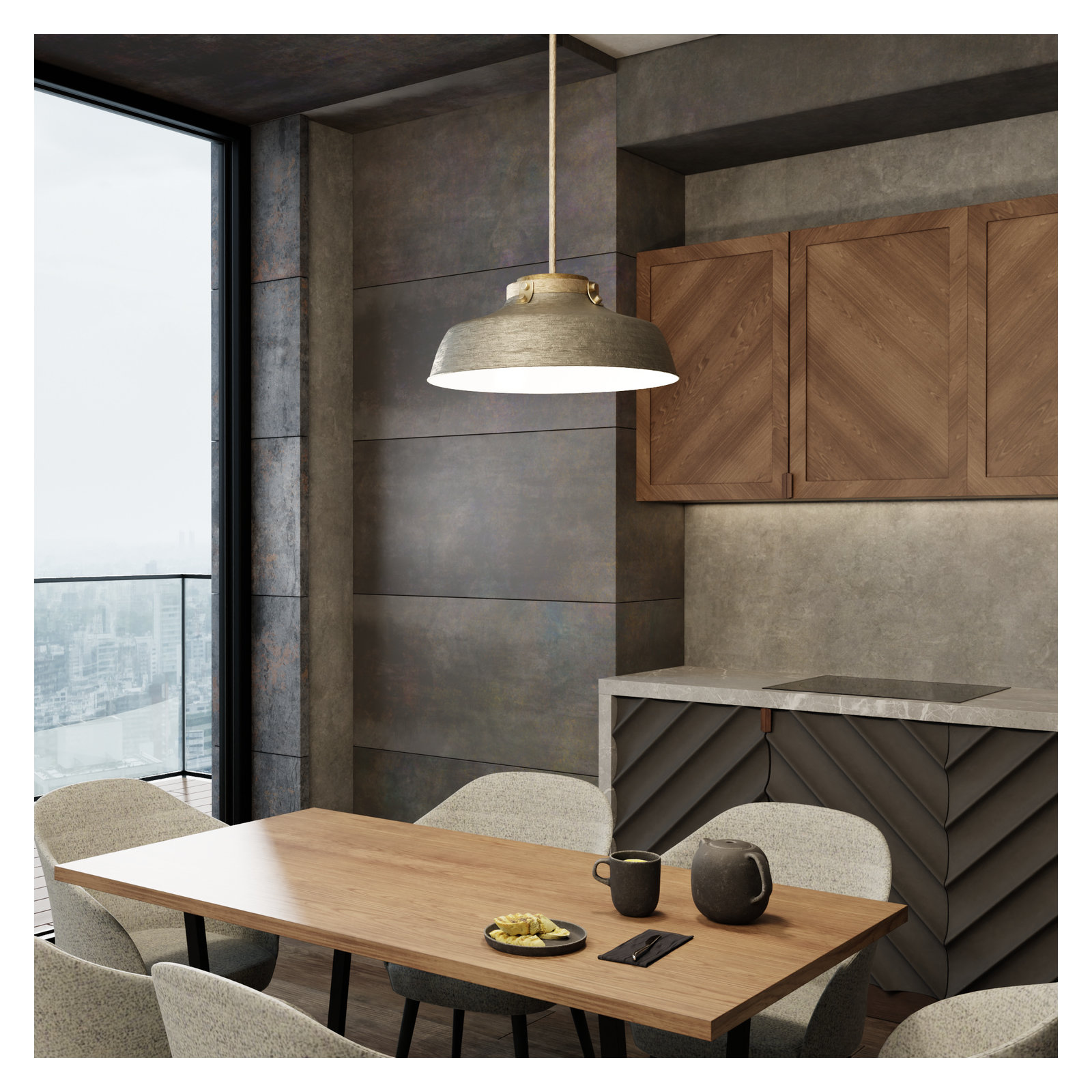 Luzon Single Light Metal Dimmable Pendant, Antique Nickel