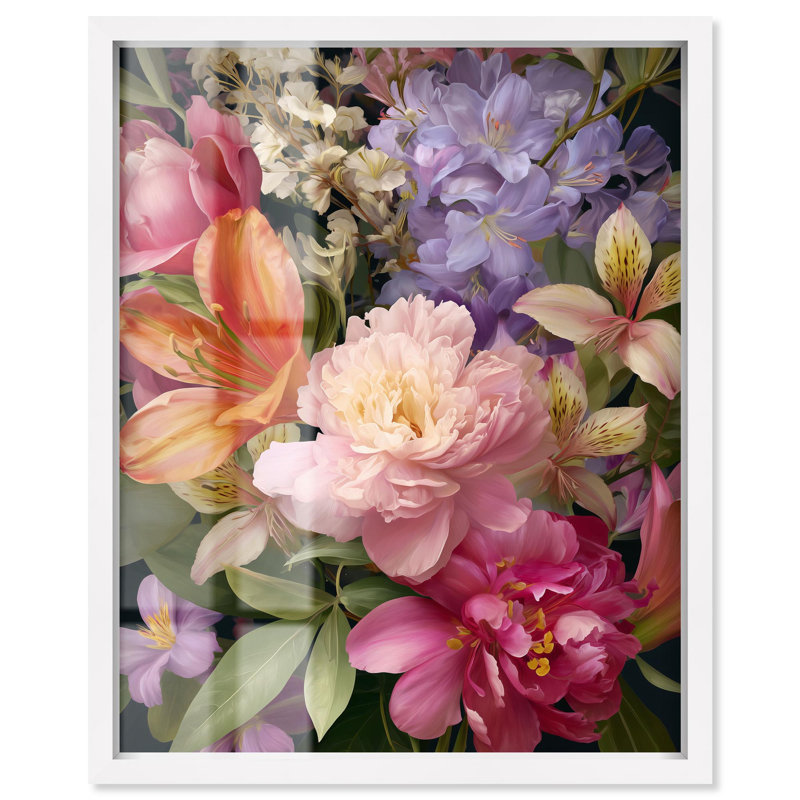 «Overflowing Bloom III Shadowbox Print Flower Art Pints» par Art Remedy, cadre blanc, 30 x 36, H 37 po x l 31 po, Cadre blanc