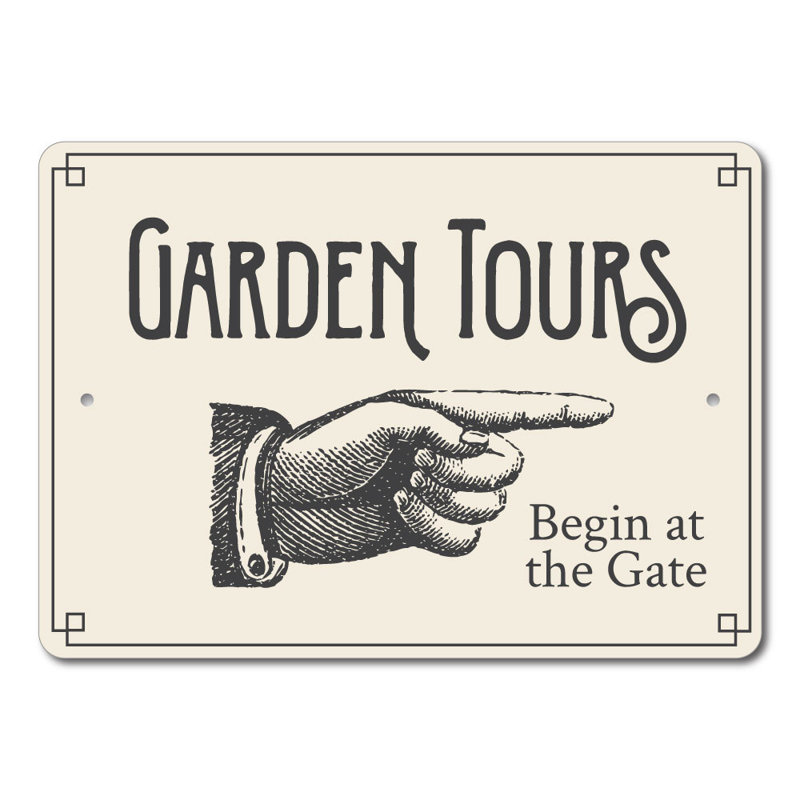 Panneau directionnel en aluminium Garden Tours, H 12 po x l 18 po x P 0,06 po