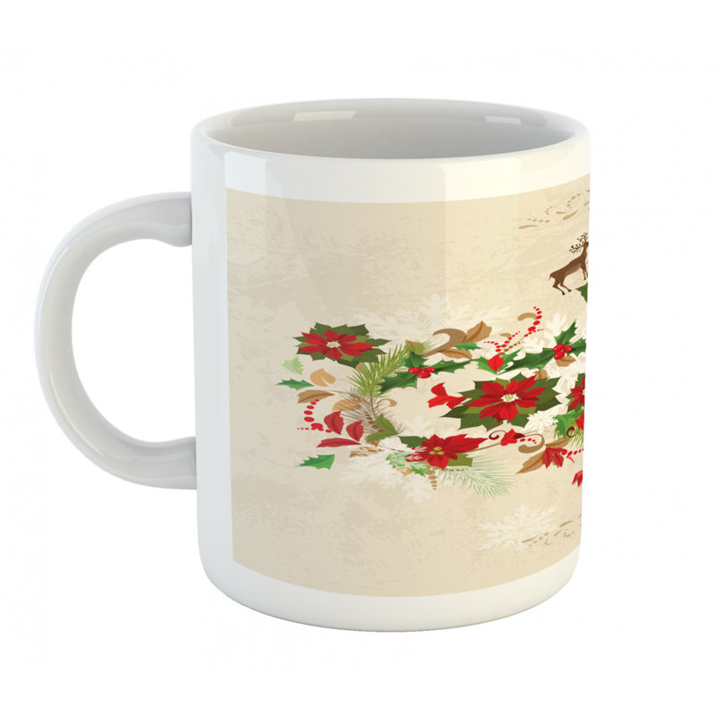 Grande tasse à café à fleurs et baies holly poinsettia