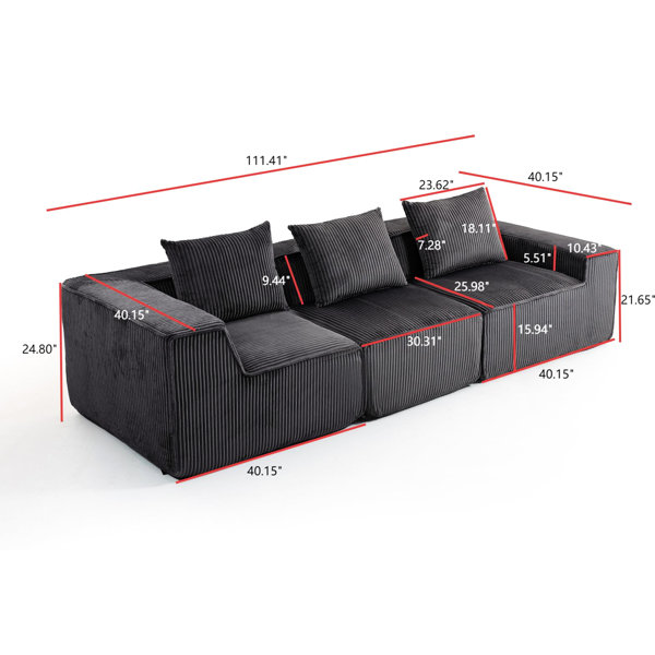 Latitude Run® Orange Corduroy 3 - Seat With Soft Foam Filler ...