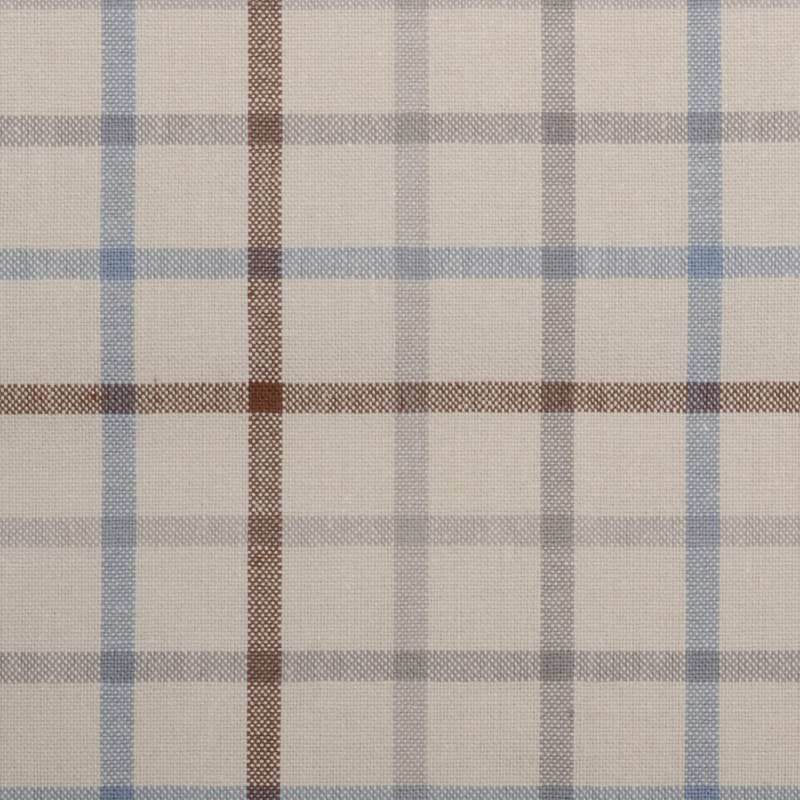 Tissu à carreaux et rayures Ashley, Bleu / Brun