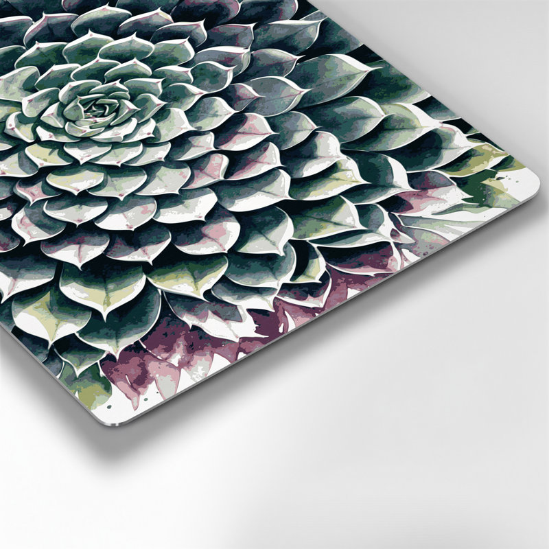 Art mural botanique gris Echeveria, H 12 po x l 18 po