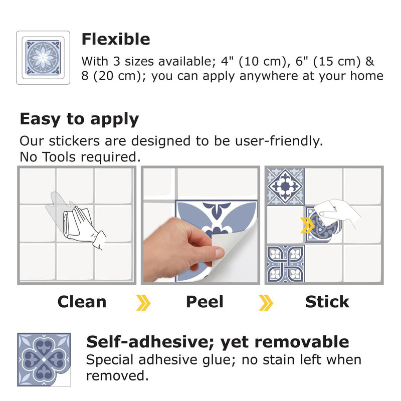 15cm W x 15cm L Vinyl Peel and Stick Mosaic Tile