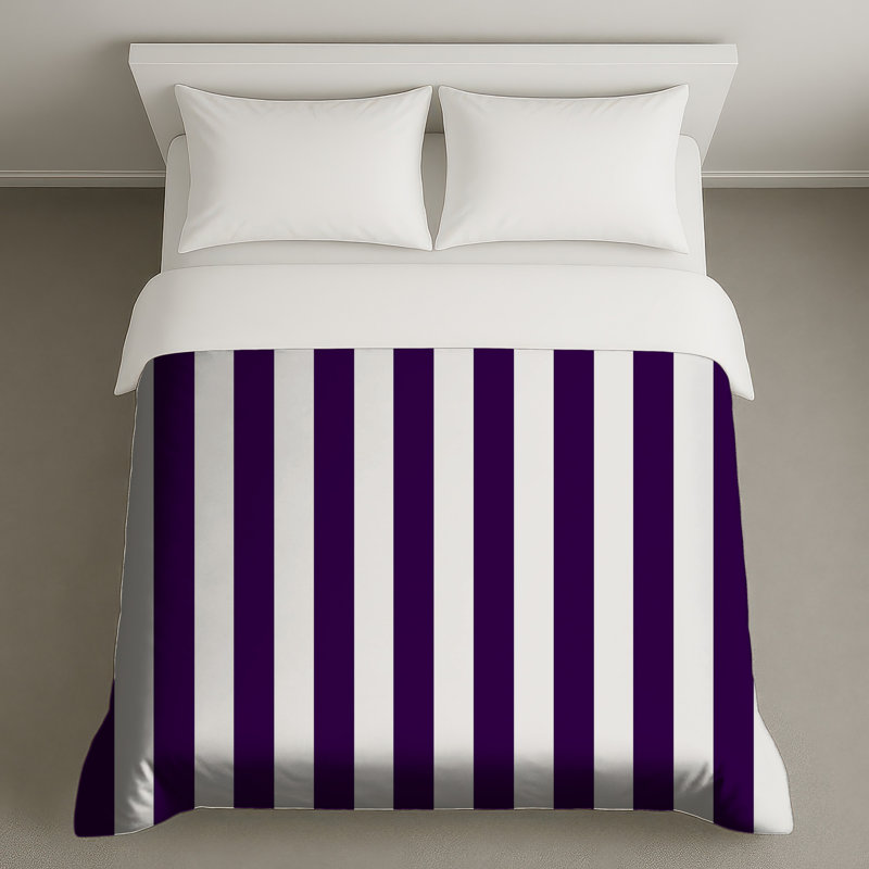 Purple White Stripes Duvet Covers, Lit simple