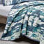 Ensemble de couvre-lit réversible 3 pièces bleu sarcelle et bleu marine à motif abstrait Brushstroke-126517398