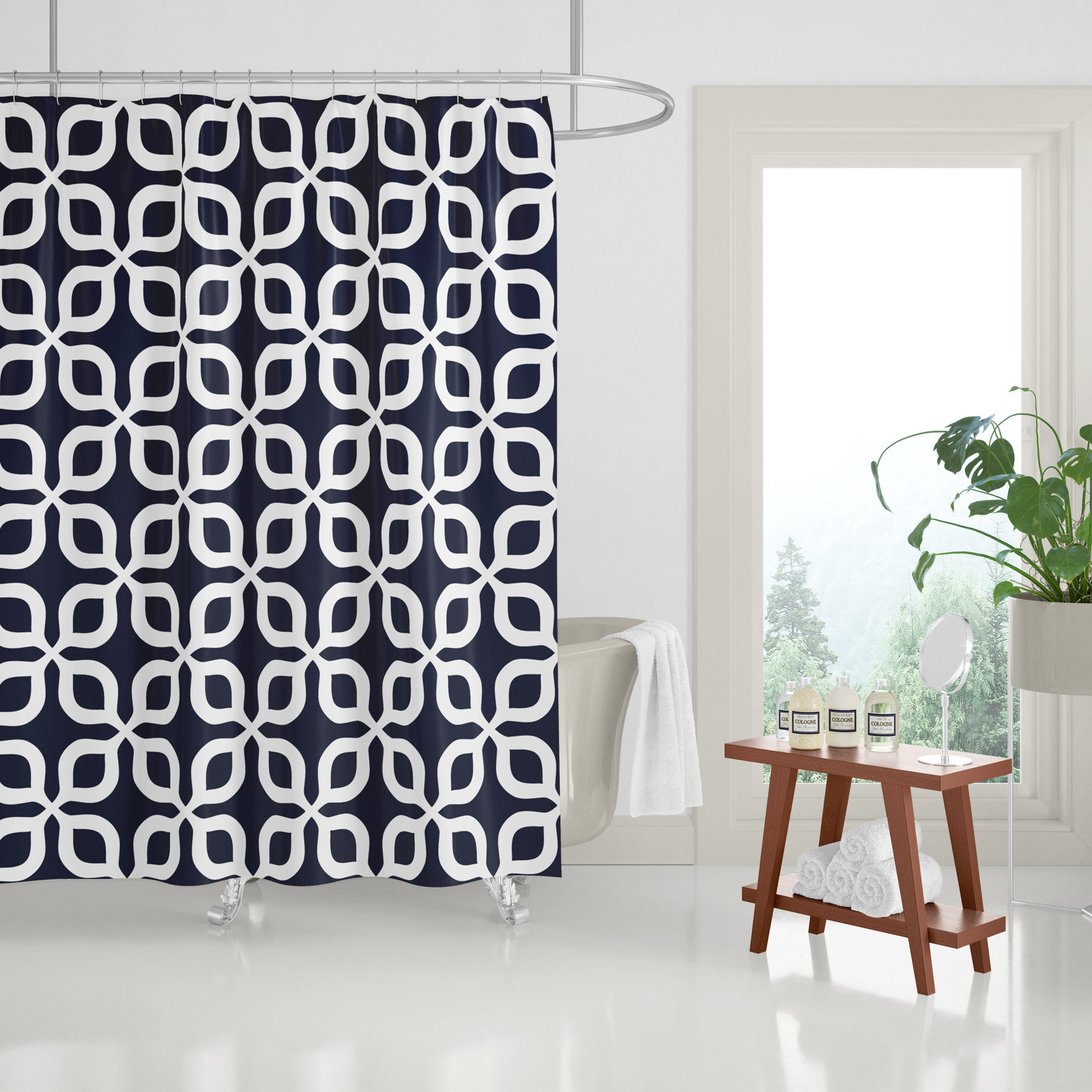 Pipper Polyester Shower Curtain, Night Navy
