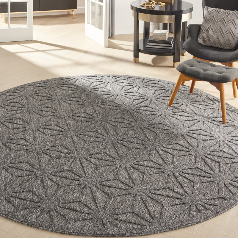 Yifei Geometric Indoor / Outdoor Rug, Round 7'10"
