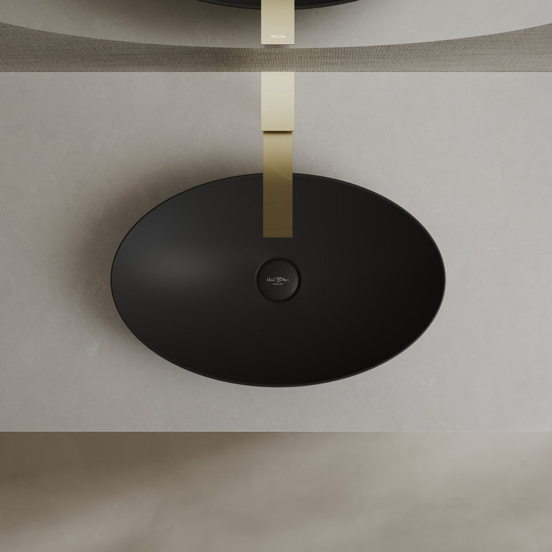 Lavabo vasque ovale à surface solide 20 po x 13 po MonBlari - noir mat, Noir mat