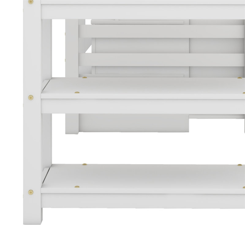 Lit mezzanine avec tablettes, escalier de rangement, petite armoire et lumière DEL blanche, Simple