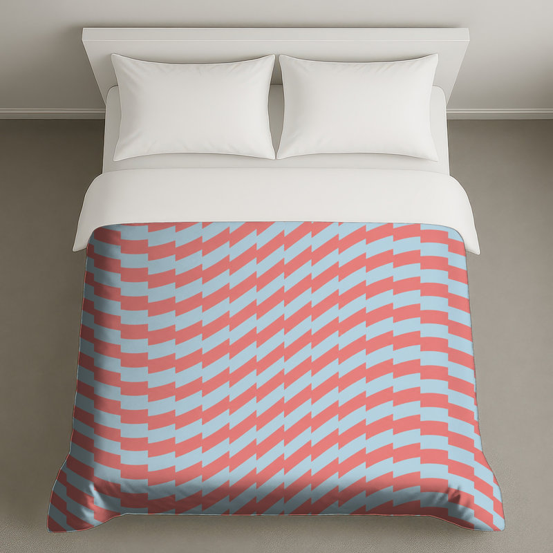 Housses de couette en zigzag rouges et bleues, Twin