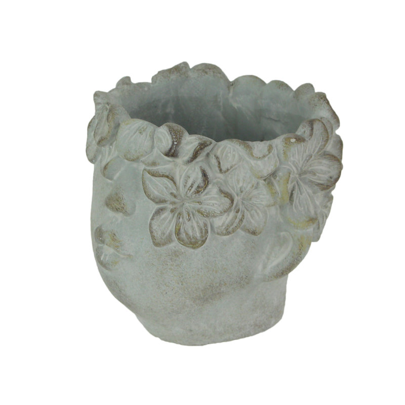 Davynn home and patio grey concrete cement Pucker Up kissing face succulent planter and flower pot with drain plug — 8 x 7.5 x 7 inches