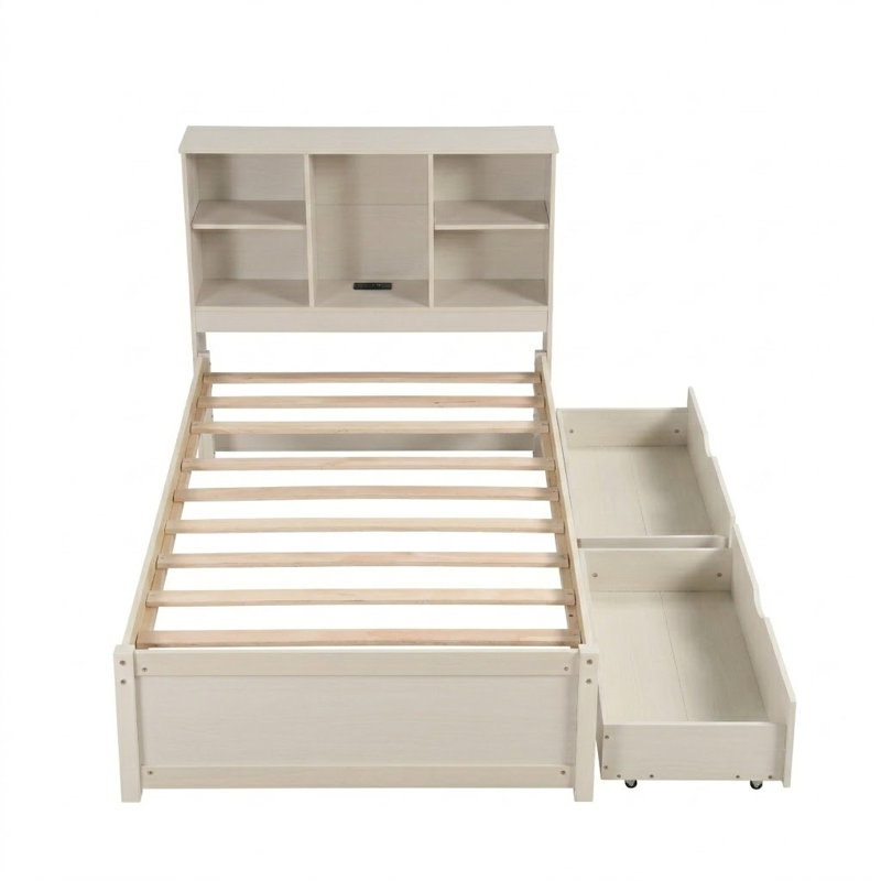 Lit plateforme Boyt, Blanc délavé
